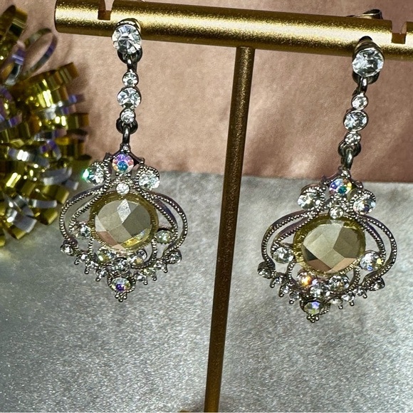 Statement Dangling Rhinestone Earrings - Picture 3 of 14